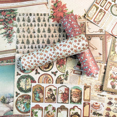 Vintage Christmas Santa Claus Scrapbook Papers - 12pcs Pack