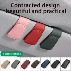 Sun Visor Eyeglass Holder Faux Leather - Sunglasses & Card Storage for Car