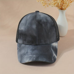 Ponytail Tie Dye Trucker Hat Unisex Baseball Cap Mesh
