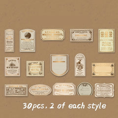 30pcs Bronzing Banknote Note Sticker Retro DIY Scrapbook Decoration