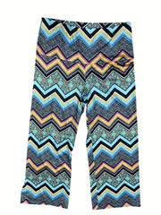  Geometric Print High Rise Wide Leg Pants