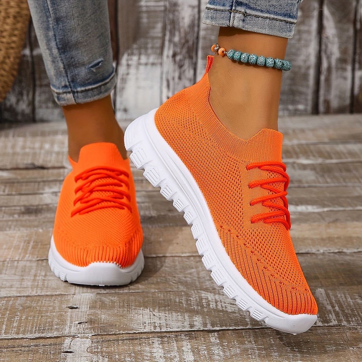 Women's Mesh Breathable Woven Shoes Casual Non Slip Running Sneakers