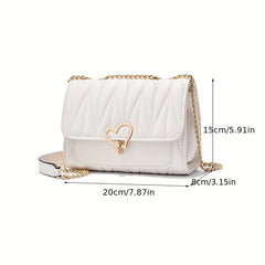 Quilted Chain Crossbody Bag Turn Lock Shoulder Bag Small Purses