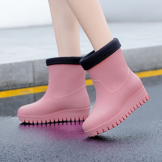 Women's Thick Soled Rain Boots Anti Slip Mid Tube Waterproof in Multiple Colors