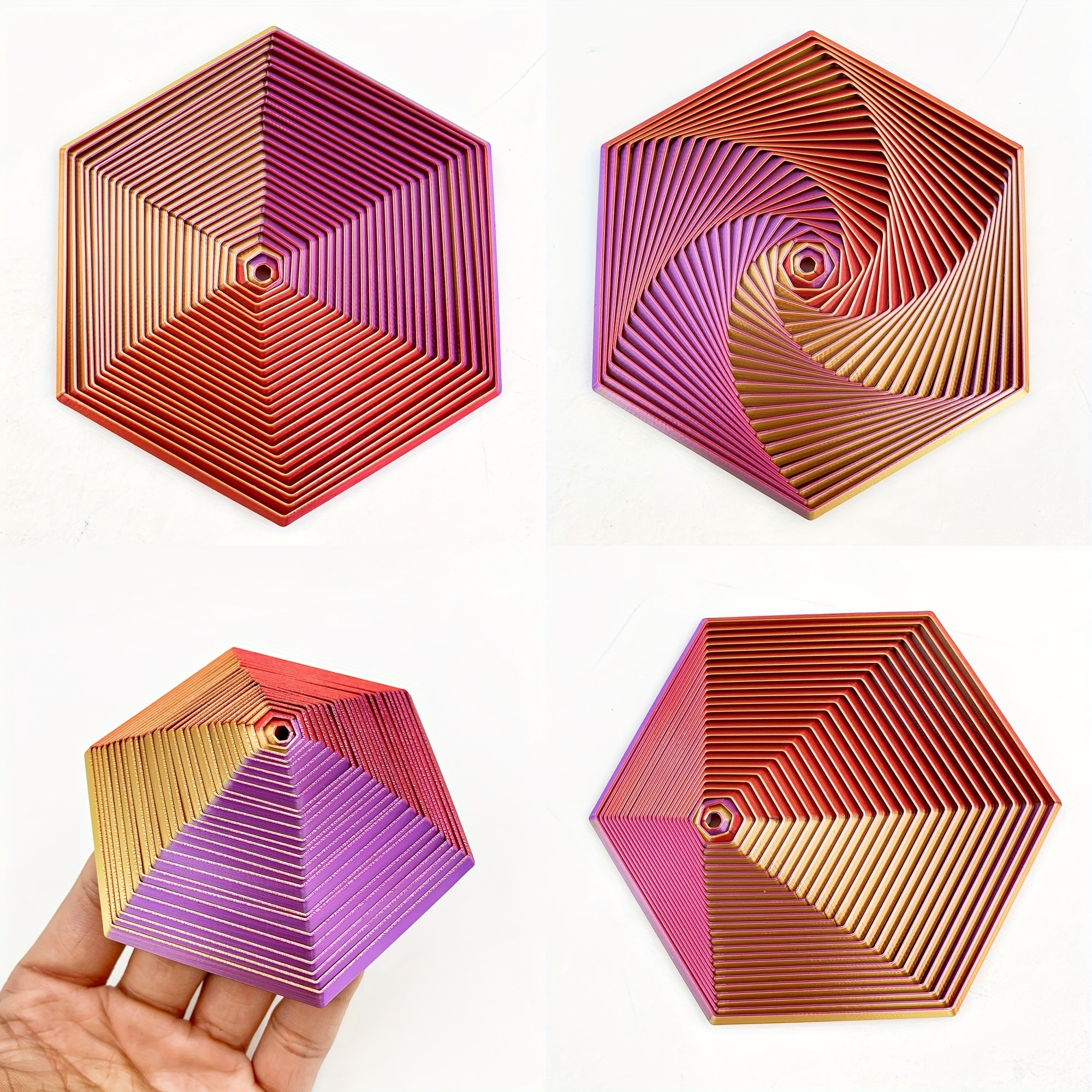 3D Printed Hexagonal Model Glowing at Night