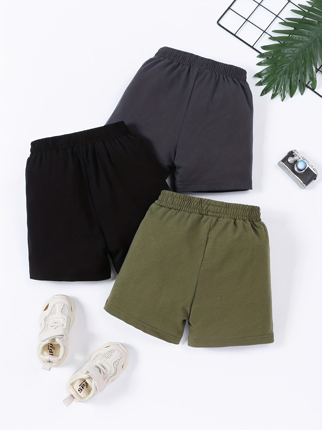 Solid Elastic Waist Shorts for Toddler Boys