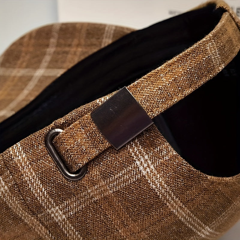 Vintage Plaid Casual Baseball Cap Sunscreen Cotton Blend Dad Hat Lightweight