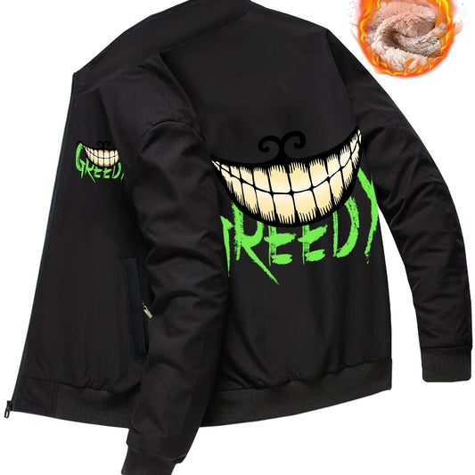 Men's Sherpa Fleece Crazy Smile Face Zip Jacket