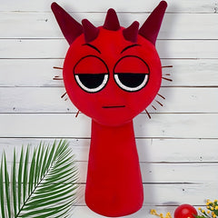 Red Plush Snake Puppet Toy Stuffed Animal with Expressive Eyes & Horns