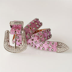 Western Punk Rhinestones Belts For Women Vintage PU Leather Jeans Belts