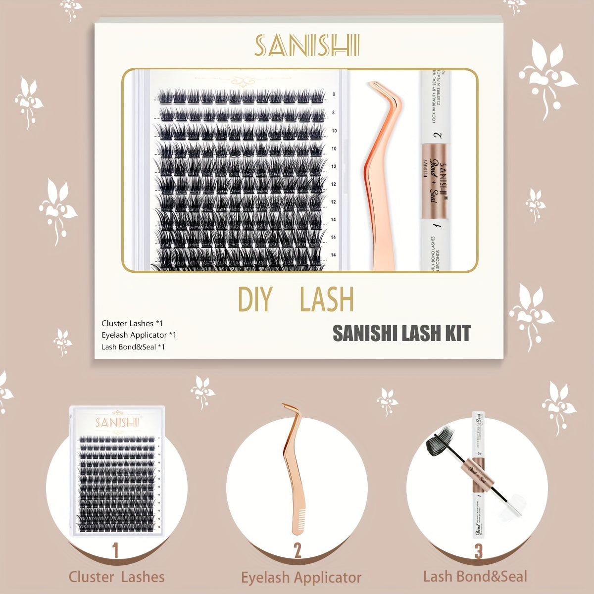 DIY Eyelash Extensions Kit With Clusters Applicator Tool