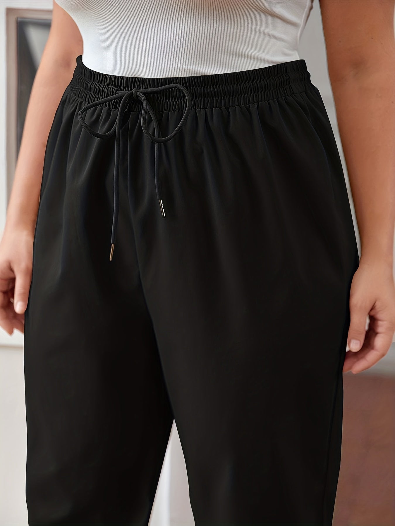  Solid Elastic Joggers With Pockets