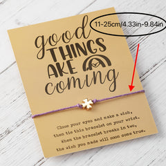 Adjustable Clover String Bracelet With Personality Card