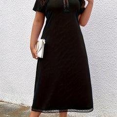  Casual Dress Women's Solid Applique Short Sleeve Maxi Dress