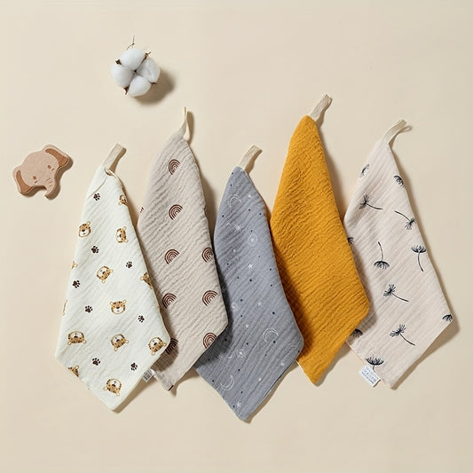 3 Pcs 4-Layer Cotton Gauze Baby Towels Set - Soft Face and Saliva Wipes