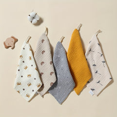 3 Pcs 4-Layer Cotton Gauze Baby Towels Set - Soft Face and Saliva Wipes