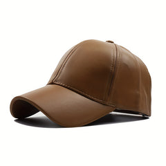 Unisex Outdoor PU Solid Baseball Cap | Smooth Leather All-match Dad Hat