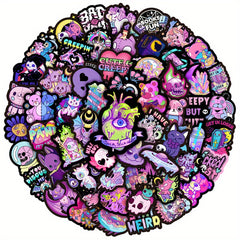 100pcs Purple Gothic Graffiti Stickers Notebook Skateboard Decoration DIY Toys