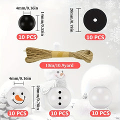 Christmas Wooden Beads Ornaments Snowman Winter Decor Farmhouse