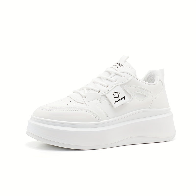 Women's Solid Platform Sneakers Low Top Casual Lace Up Shoes