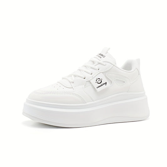 Women's Solid Platform Sneakers Low Top Casual Lace Up Shoes