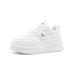 Women's Solid Platform Sneakers Low Top Casual Lace Up Shoes