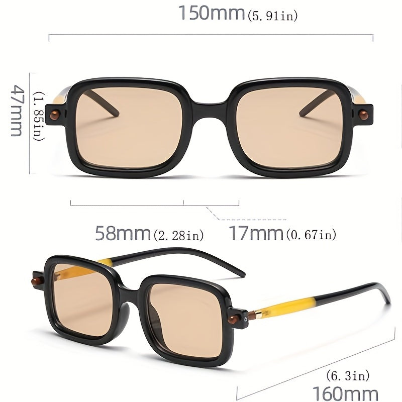 Vintage Square Sunglasses Oversized Retro Rectangle Glasses