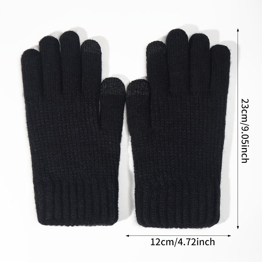 Winter Velvet Touch Screen Gloves  Thickened Casual Knitted Warm Gloves
