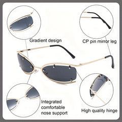 Metal Rimless Sunglasses Men's Punk Sunglasses Sunglasses With Glasses Case