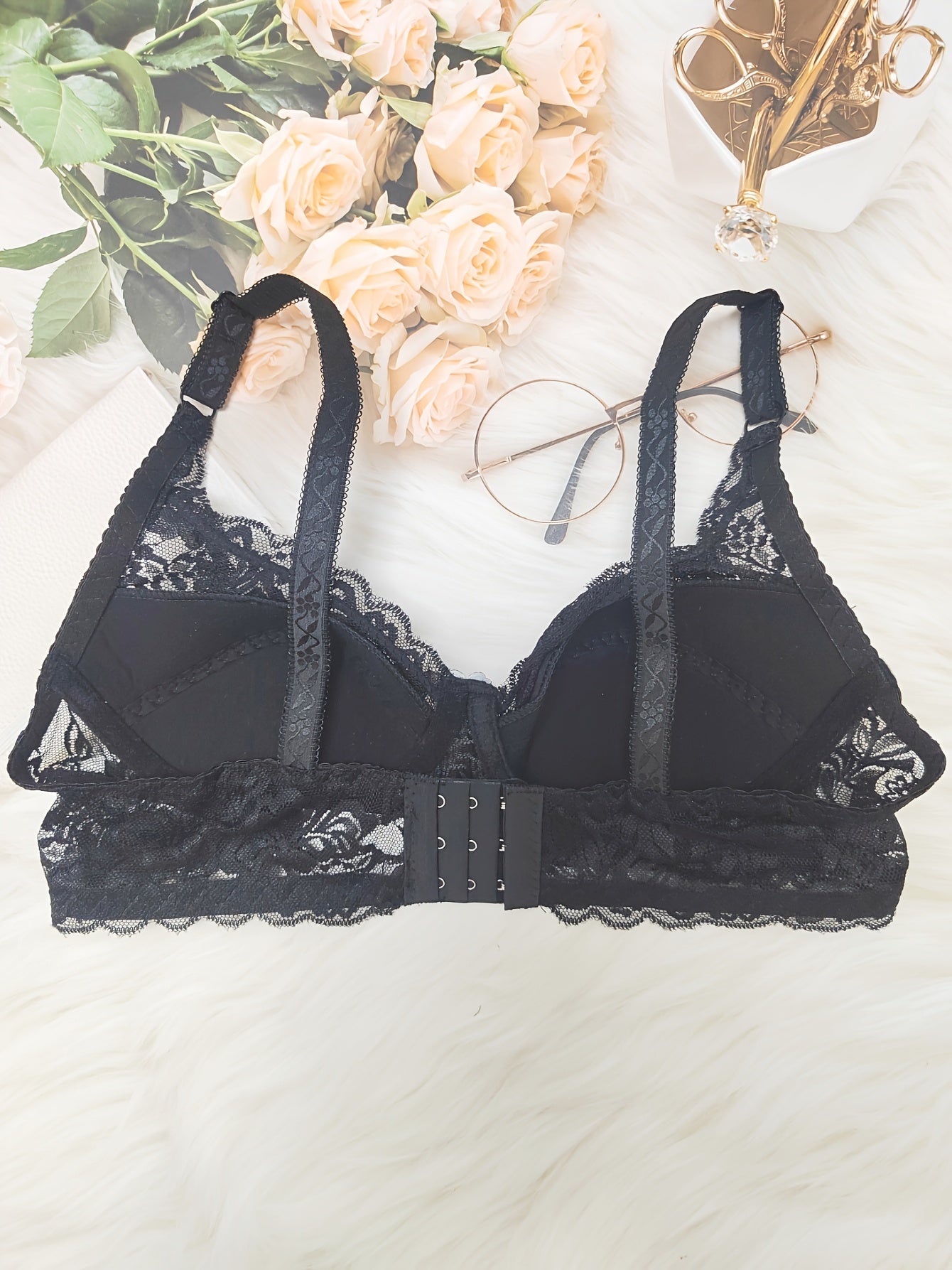 Lace Wireless Bra Scallop Trim Comfy Breathable Lingerie