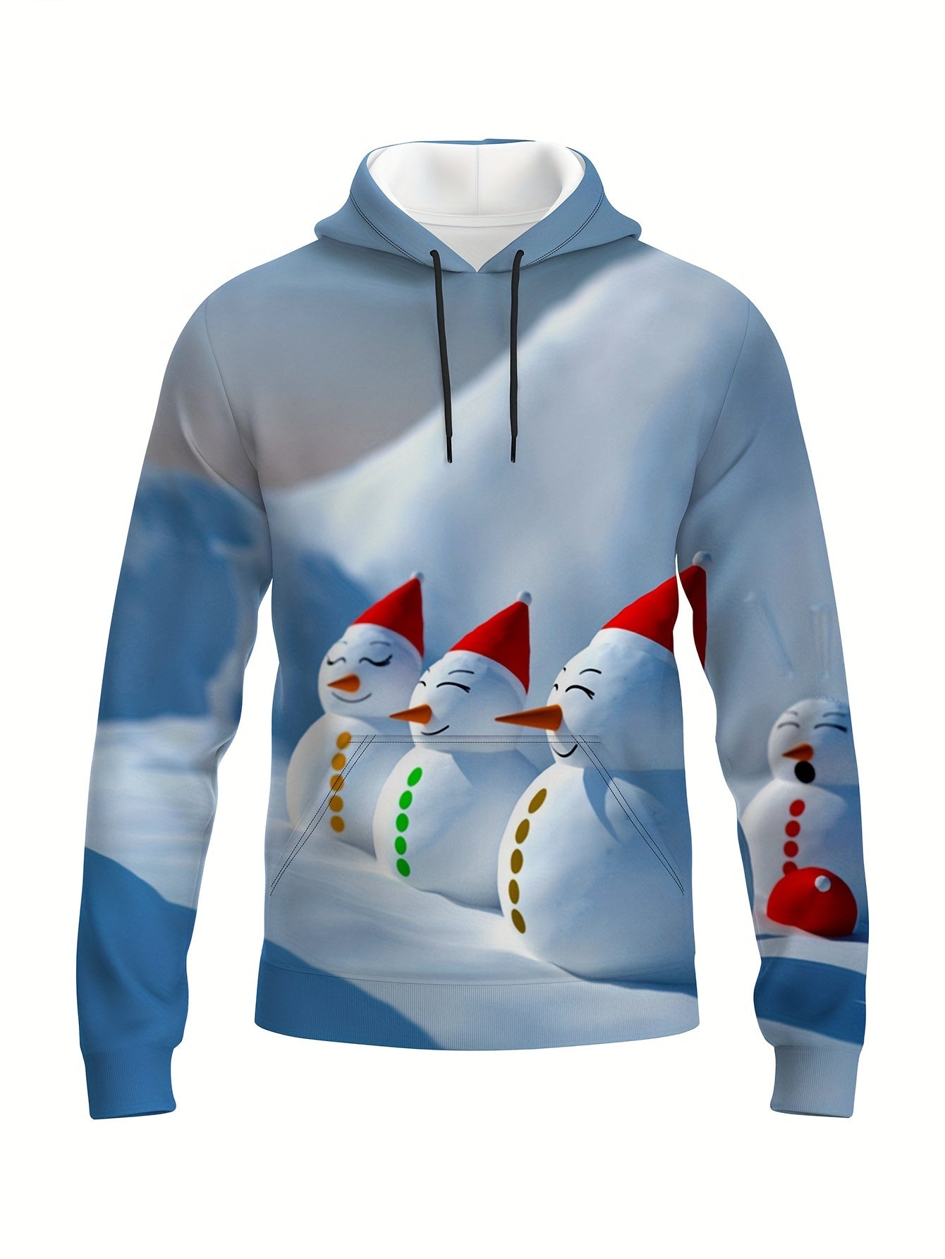 Snowmen 3D Print Hoodies For Men Graphic Hoodie Comfy Loose Hooded Pullover