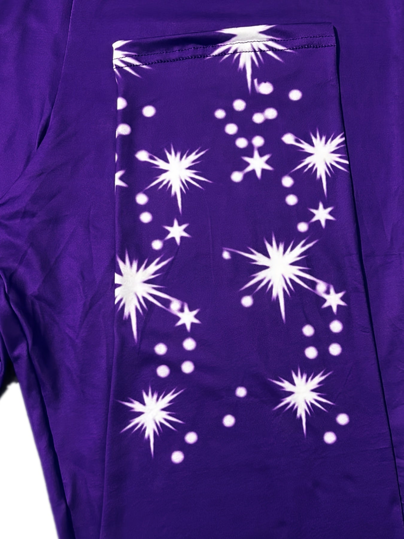 Glitter Stars Print Leggings High Waist Skinny Long Length