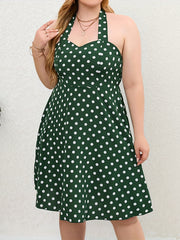  Polka Dot Halter Neck Dress