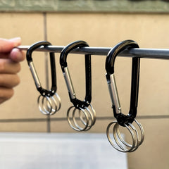 6pcs Aluminum D Buckles w/ 3 Key Rings Quick Release Carabiner