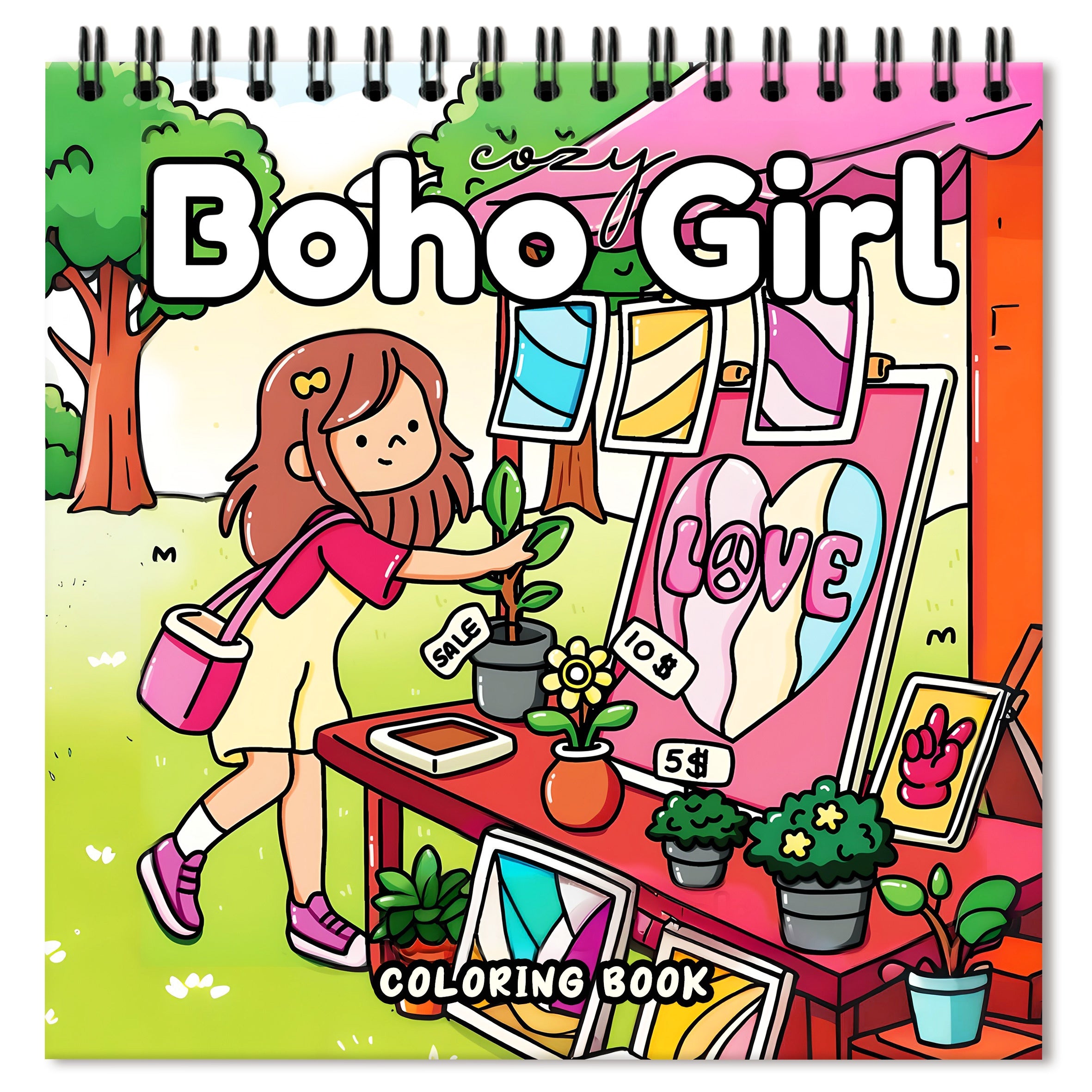 Boho Girl Adult Coloring Book 24 Pages Vibrant Patterns Non T