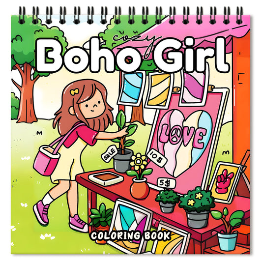 Boho Girl Adult Coloring Book 24 Pages Vibrant Patterns Non T