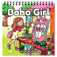 Boho Girl Adult Coloring Book 24 Pages Vibrant Patterns Non T
