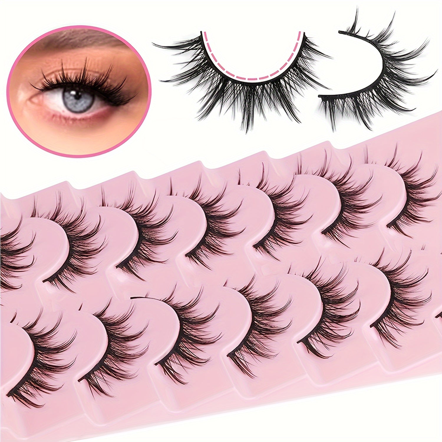 7 Pairs Fluffy & Spiky Mink False Eyelashes for Natural & Dramatic Look