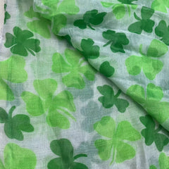 Voile Green Scarf Lucky Clover St Patrick's Shawl Four Leaf Clover Neck Scarf