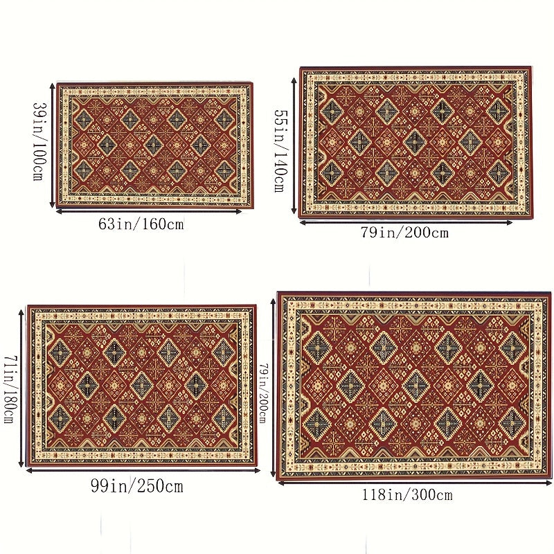 Bohemian Red Classic Pattern Large Carpet Soft Living Room Bedroom