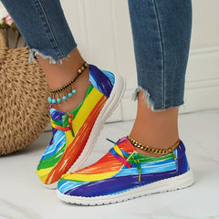 Women's Multicolor Canvas Shoes Casual Lace Up Low Top Lightweight Outdoor Shoes
