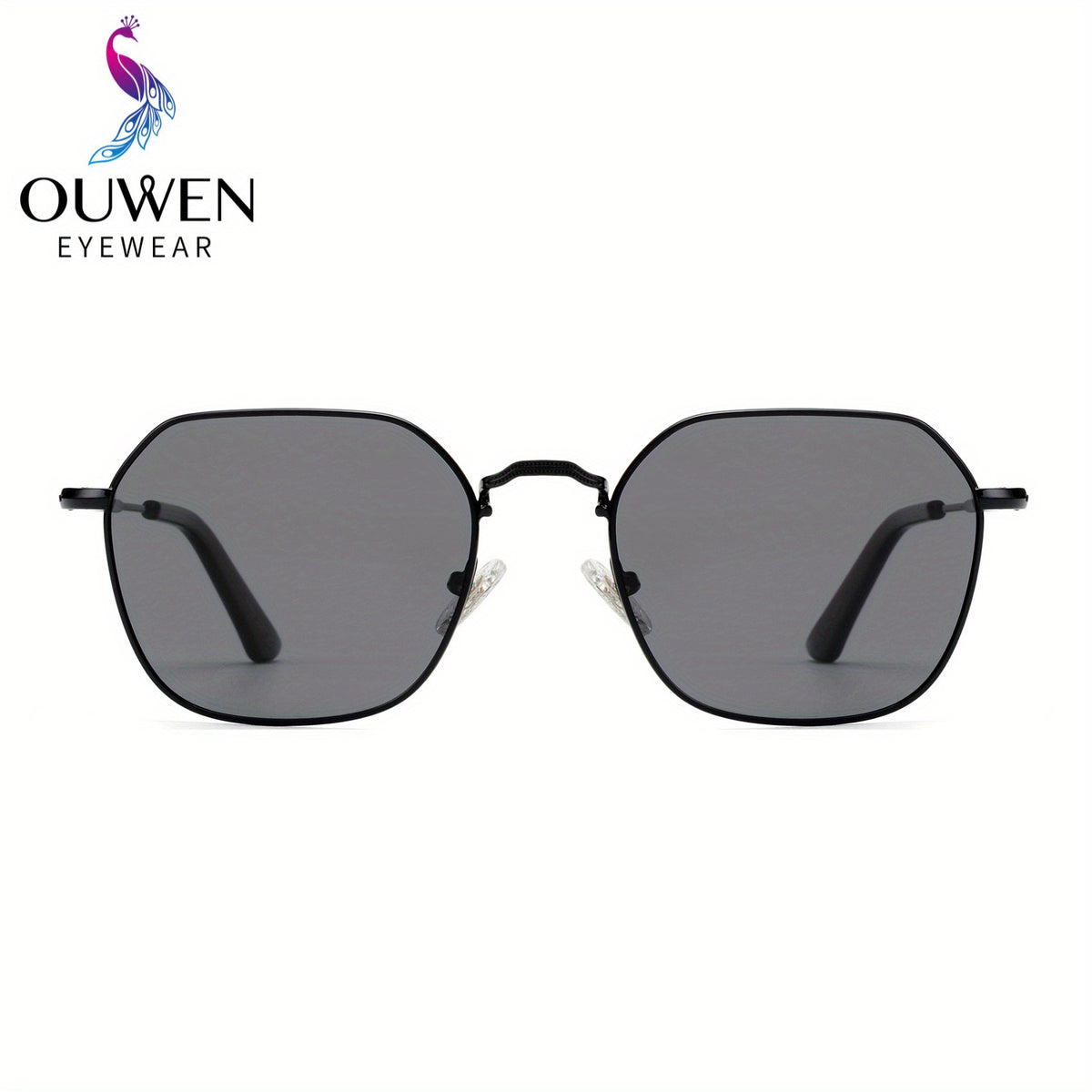 OUWEN Polarized Polygon Sunglasses Unisex Full Frame Aviator Glasses