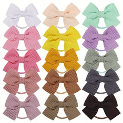 15pcs Random Bow Hair Tie Hair Bands Ponytail Holders for Baby Girls