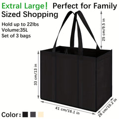 3 Pcs Reusable Grocery Bags Lightweight Storage Handbag