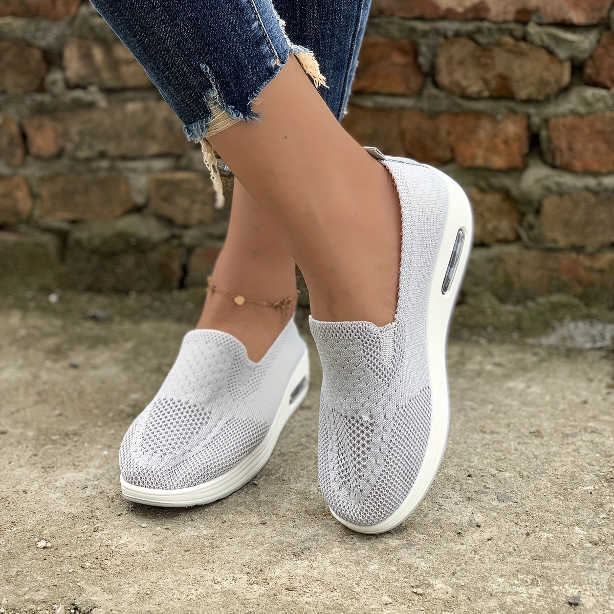 Women's Air Cushion Sock Shoes Lightweight Slip On Casual Walking Shoes
