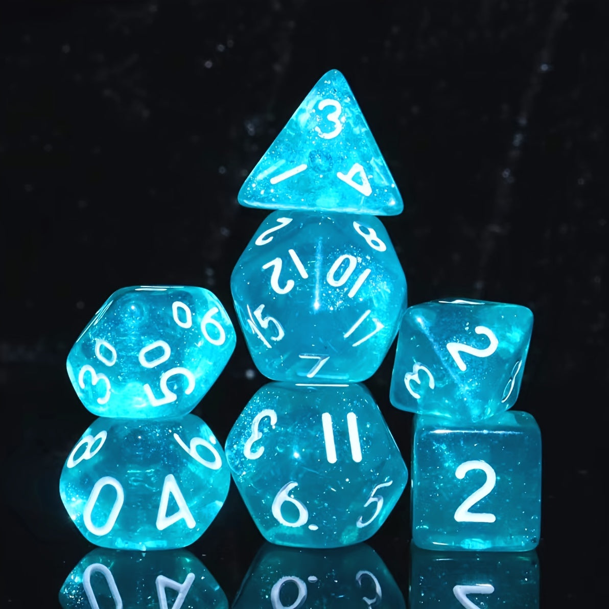 Mini Acrylic Dice Set Monochrome Style - Set of 7