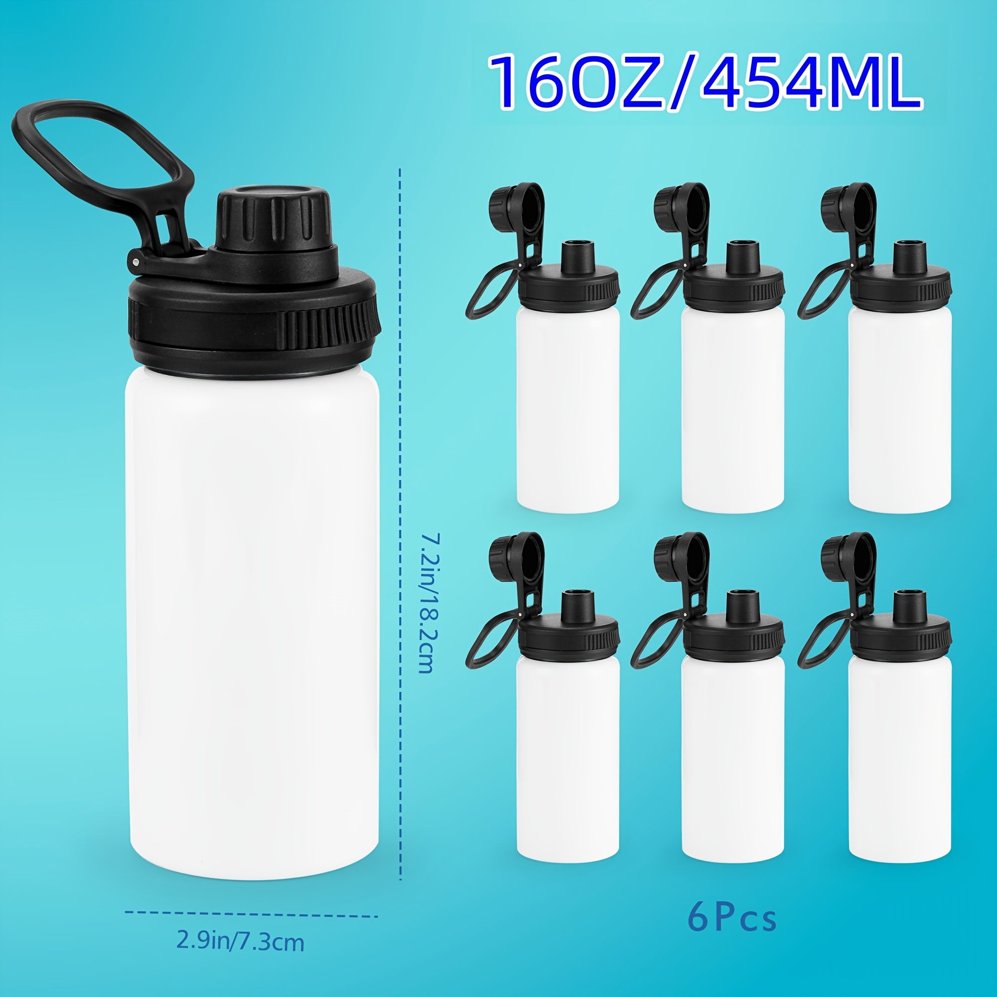 6pcs 304 Stainless Steel Water Bottle Set Leakproof Portable Water Cup