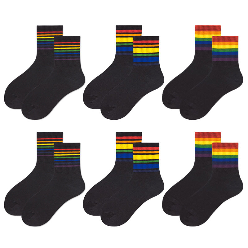 Girls Kids Rainbow Socks Striped Breathable Sports Socks for Spring Summer