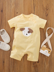 Baby Boys Dog Print Short Sleeve Romper