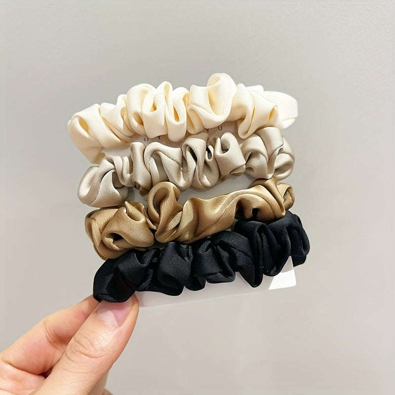 Vintage Wide Satin Scrunchie Hair Tie Head Rope High Ponytail Leather Band